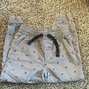 Patterned Gray Boys Joggers with Drawstring